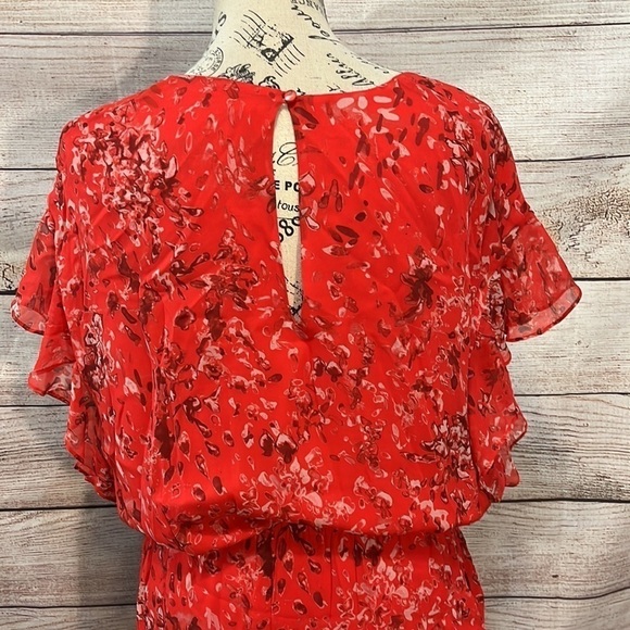 IRO Blame Dress Asymmetrical Hem Floral Red Size 38/6 - Picture 6 of 12